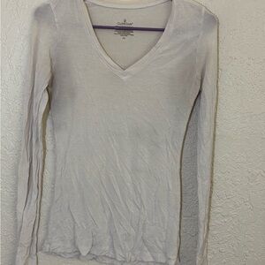 Cuddl Duds XS White Long Sleeve V-Neck Top